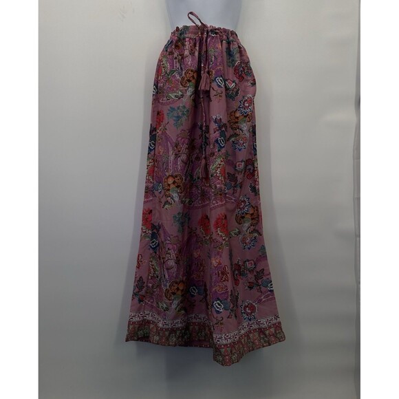 Tahari Navy Pink Floral Polyester Palazzo Pants Pull On Artsy - Size M - Picture 14 of 14